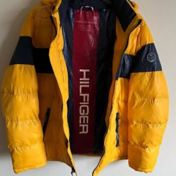 TOMMY HILFIGER Men's Quilted Color Block Hooded Puffer Jacket - Size L - Picture 8 of 11